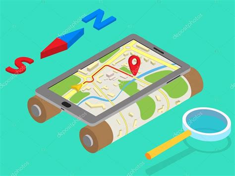 Flat 3d Isometric Mobile Gps Navigation Maps Infographic Concept Vector