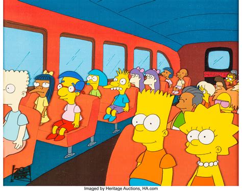 The Simpsons Bart And Lisa On The Bus Production Cel Fox Lot 97008