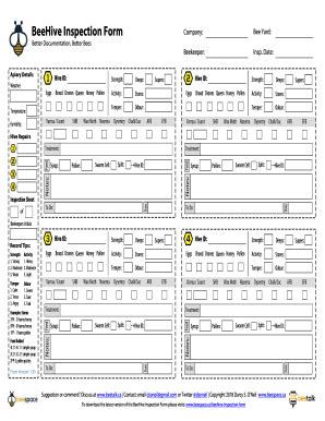 Beehive Inspection Form Checklist A Printable Beekeeping Record