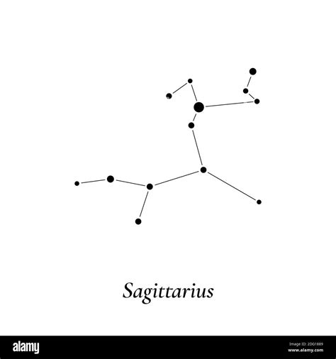 Sagittarius Sign Stars Map Of Zodiac Constellation Vector