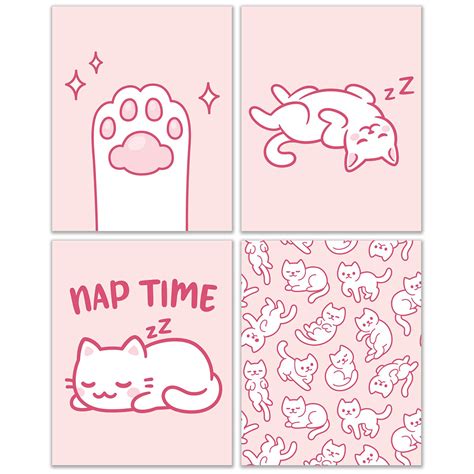 Buy Crystal Canvas Prints Pink Cat Prints - Set of 4 (8x10) Inches ...