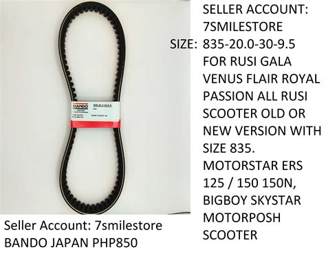 Fan Belt Bando Japan Size 835 200 30 95 For Sinski Dakar 150 Rusi