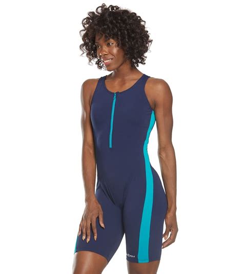 Dolfin Aquashape Zip Front One Piece Aquatard Swimsuit At Swimoutlet