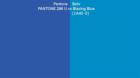 Pantone 286 U vs Behr Blazing Blue (1A42-5) side by side comparison