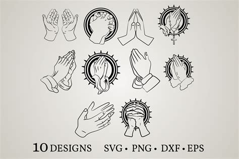 884 Silhouette Praying Hands Svg SVG PNG EPS DXF File