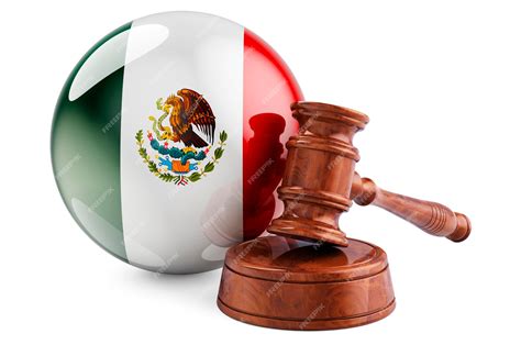 Concepto De Ley Y Justicia Mexicana Martillo De Madera Con Bandera De México Representación 3d