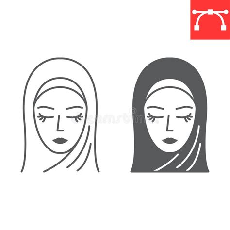 Hijab Woman Line And Glyph Icon Stock Vector Illustration Of Logo