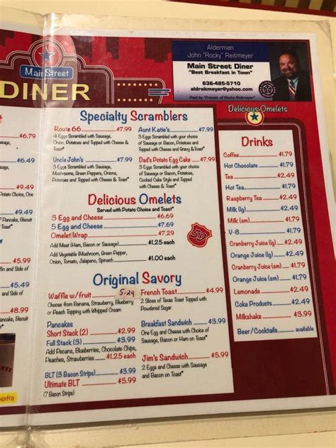 Menu At Main Street Diner Cafe St Peters 315 Main St