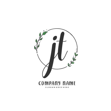 JT Initial Handwriting And Signature Logo Design With Circle Beautiful