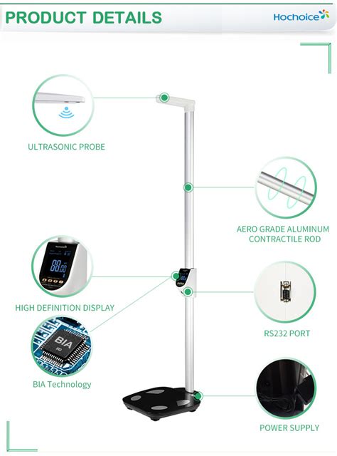 Ultrasonic Digital Bmi Body Fat Weighing Scale With Height Measuring Machine Body Analysis Scale