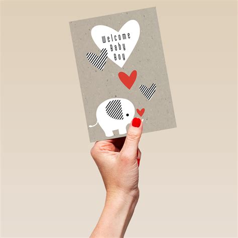 Personalised Welcome Baby Boy Elephant Card Hallmark
