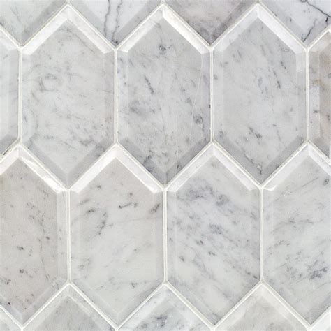 Shop For Beveled White Carrara Hexagon Polished Marble Tile At