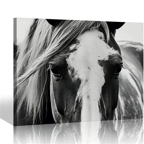 COMIO Horse Wall Art for Bedroom Living Room Black and White Horse ...