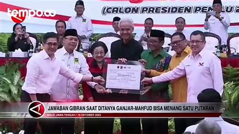 Ini Jawaban Gibran Saat Ditanya Ganjar Mahfud Bisa Menang Satu Putaran