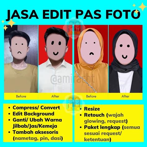 Jual Jasa Edit Pas Foto Background Jas Kemeja Resize Glowing