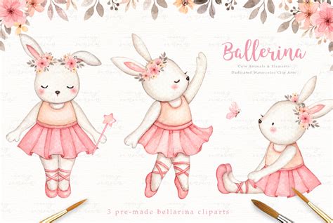 Ballerina Watercolor Clip Arts By everysunsun | TheHungryJPEG