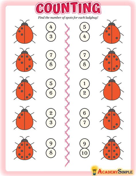 Free Ladybug Math Number Counting Worksheet Free4classrooms Count The