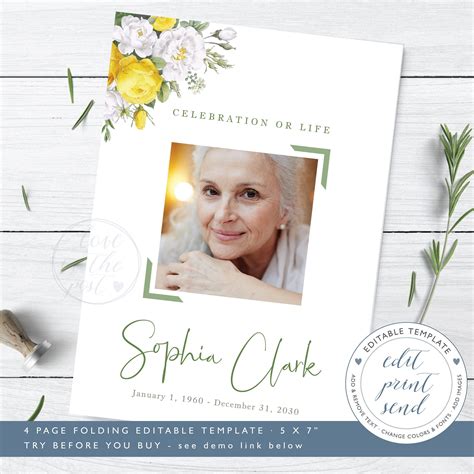 Printable Funeral Program Template Order of Service Obituary Program