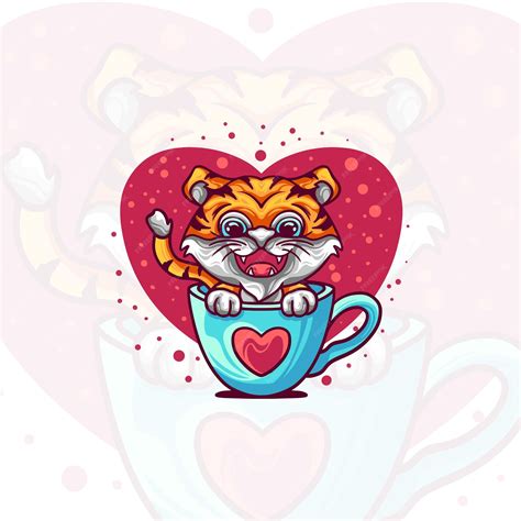 Lindo Tigre Bebé En Taza Vector Premium