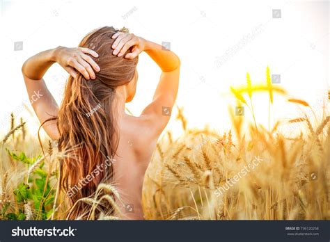 Beautiful Girl Wheat Field Topless Nude Stock Photo Edit Now