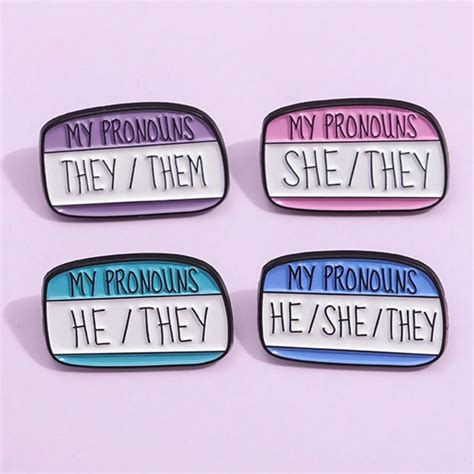 LGBTQ Pride Queer Gay Lesbian Trans Nonbinary Pronouns Enamel Pin Badge