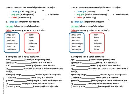 Verbos Modales Tener Que Hay Que English Esl Worksheets Pdf Doc