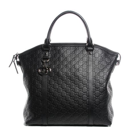 Gucci Guccissima Large Gg Charm Convertible Dome Satchel Black 101312