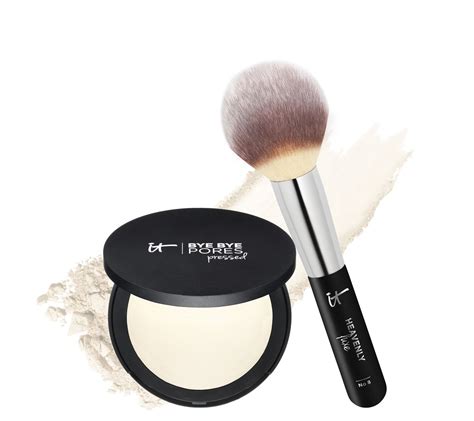 It Cosmetics Bye Bye Pores Pressed Silk Airbrush Powder With Luxe Brush