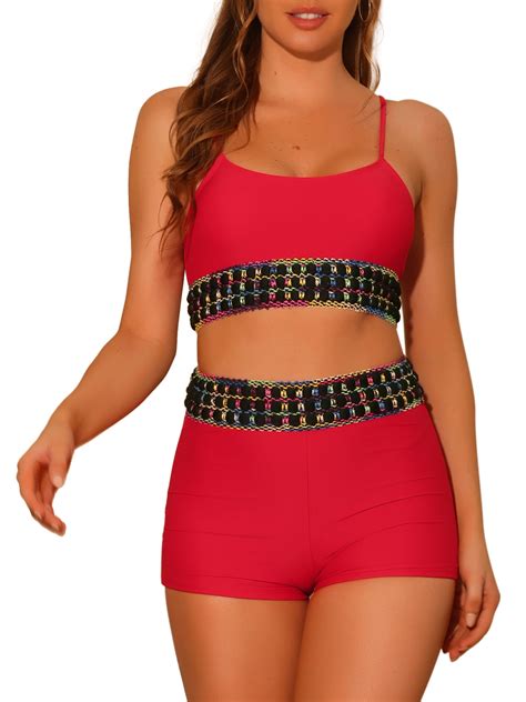 DARING DIVA Pieces Contrast Color Bikini Sets Scoop Suit M Red Walmart