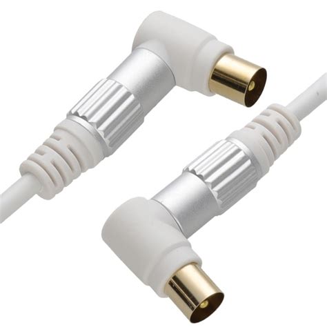 Kenable Rf Right Angle Tv Aerial Freeview Plug Video Cable Couple