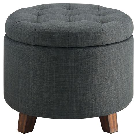 2024 Best Of Cream Fabric Tufted Round Storage Ottomans