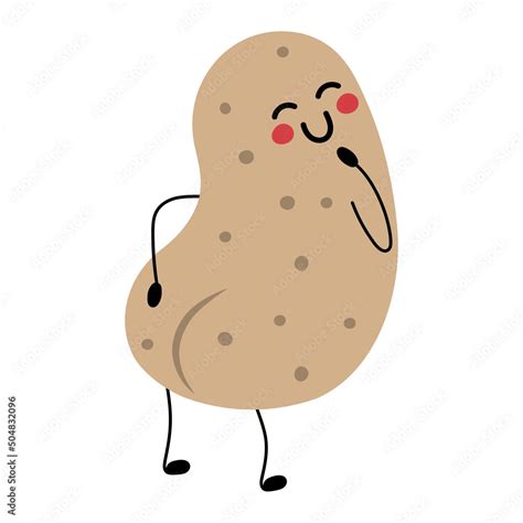 Cute Sexy Potato With Booty Embarrassed Cartoon Potato With Ass Happy Smiling Vegetable With