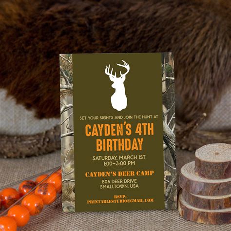 Editable Hunting Birthday Party Invitation Camo Hunting Birthday