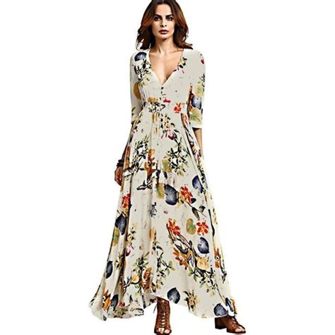 Channy Robe Femme Bohême Maxi Longue Floral Imprimé Robe de Cocktail