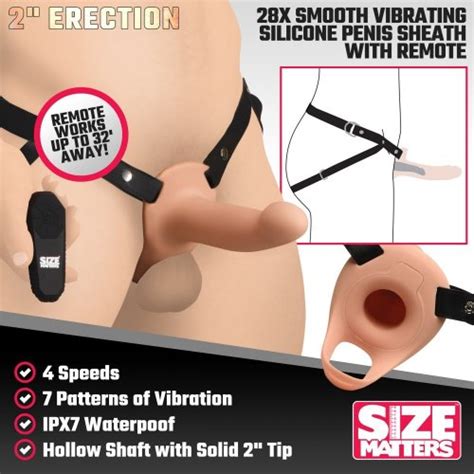 Size Matters 2 Smooth Vibrating Hollow Silicone Penis Sheath With