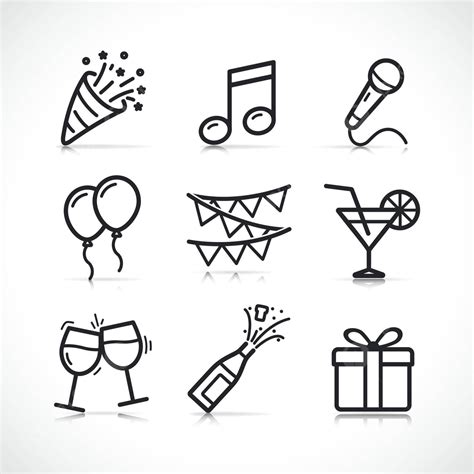 Vector Party Festive Icons Set Line Entertainment T Vector Line