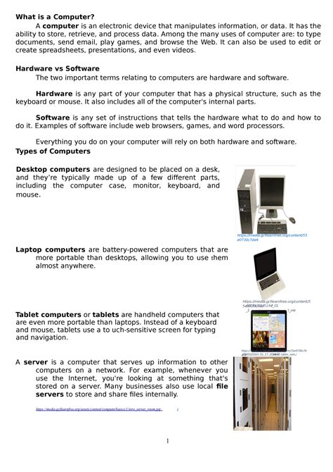 Grade 8 Q1 4 W2 Pco Part 1 What Is A Computer A Computer Is An Electronic Device That