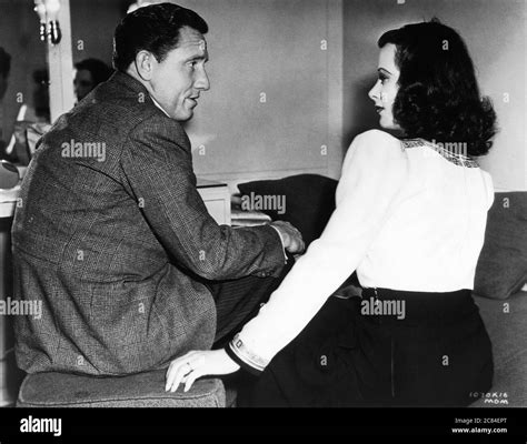 Spencer Tracy Visits Co Star Hedy Lamarr In Her Portable Dressing Room