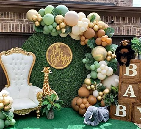 Safari Woodland Sage Olive Green Brown Nude Cream Neutral Balloons Balloon Garland Kit Jungle