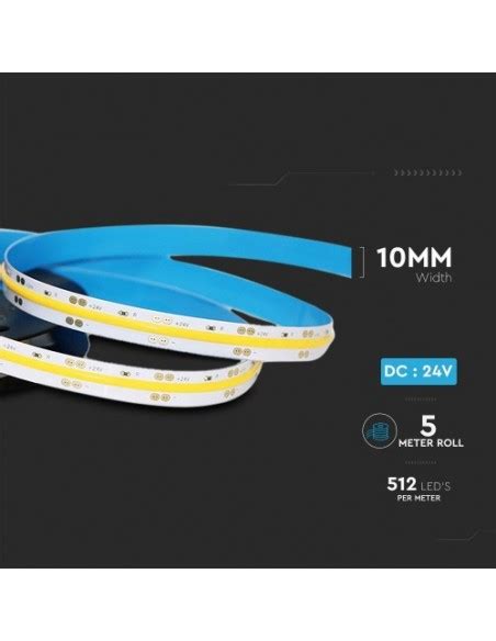 Banda Led Cob 512 Led Metru 24v Permeabil Ip20 Alb Natural