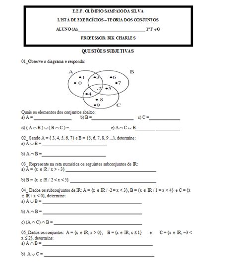 Matem Tica Fazendo E Aprendendo Lista De Exerc Cios Teoria Dos