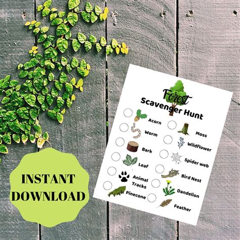 Forest Scavenger Hunt INSTANT DOWNLOAD Outdoor Game Party Game Hiking ...