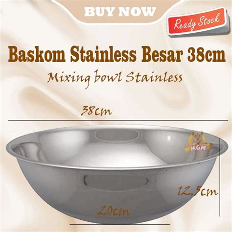 Jual Baskom Stainless 38CM TEBAL Stainless Mixing Bowl 38cm Di Lapak