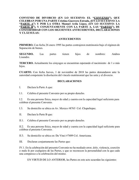 P Gina As Llamado Pl Tano Contrato De Divorcio Con Hijos Carrera