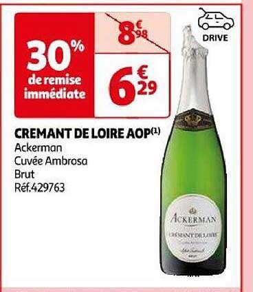 Promo Crémant De Loire Aop Ackerman Cuvée Ambrosa Brut chez Auchan