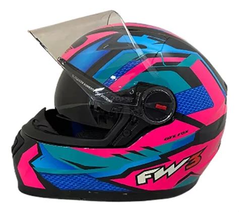 Capacete Fw Gtx Fox Culos Interno Azul Branco E Rosa Frete Gr Tis