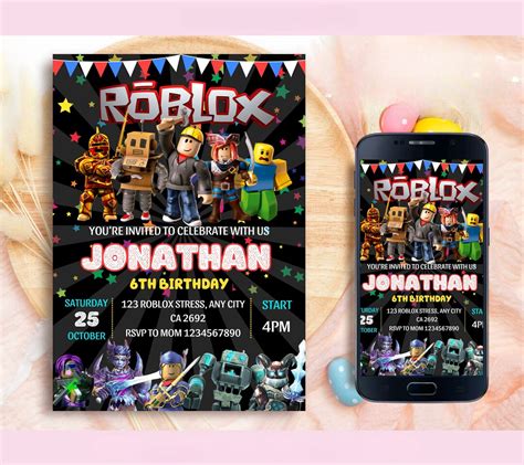 Invitación ROBLOX invitación de cumpleaños de Roblox Boys imprimible