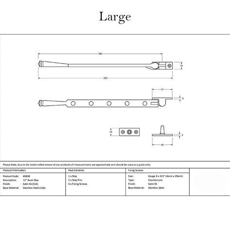 From The Anvil Satin Marine Stainless Steel Avon Casement Stay