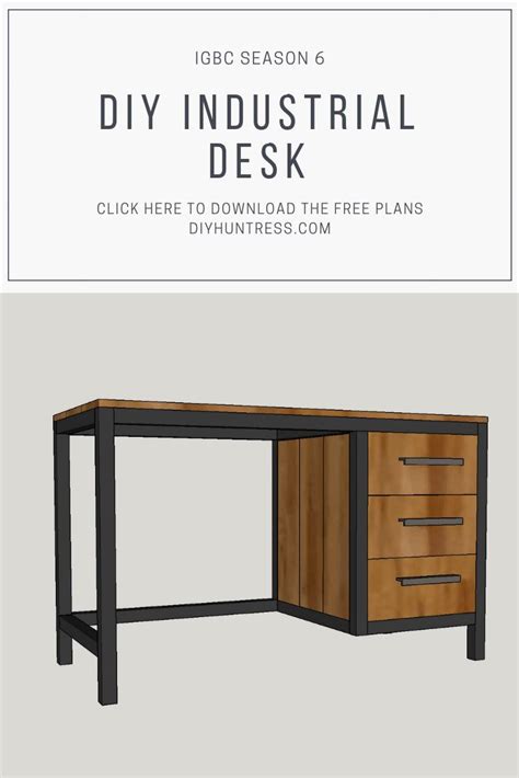 the diy industrial desk is shown with text overlay