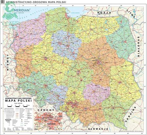 Mapa Administracyjno Drogowa Polski Stan Na Mapa Cienna